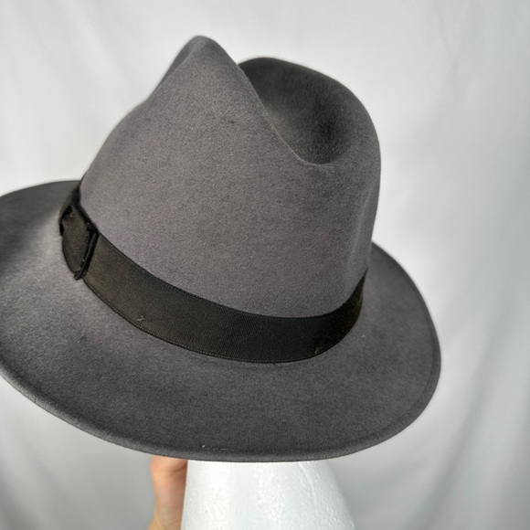 Flechet mens fedora fur felt grosgrain band OS gray vintage - Picture 7 of 16